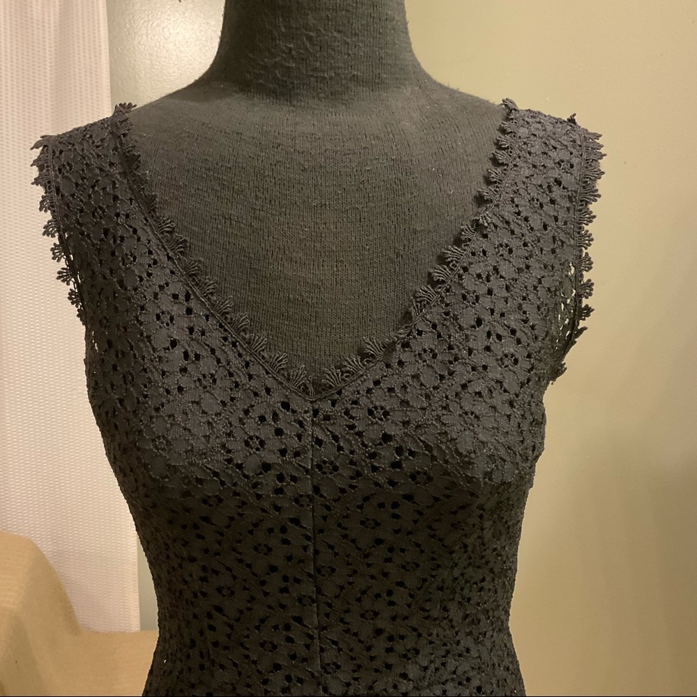 White House Black Market - Black Eyelet Lace - Mini Dress - size - 2